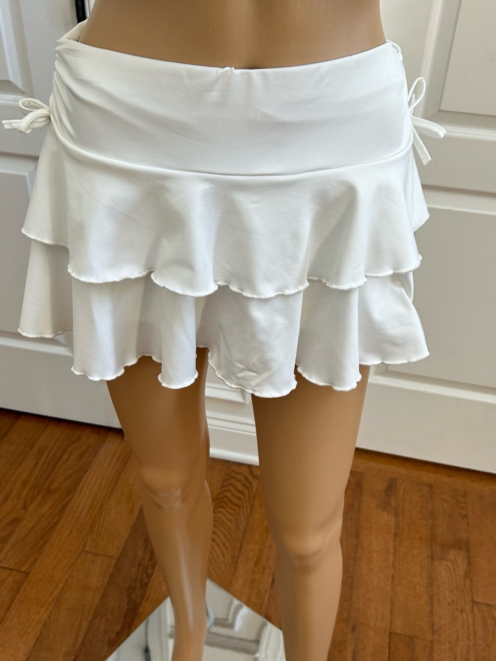 White Ruffle Tiered Miniskirt